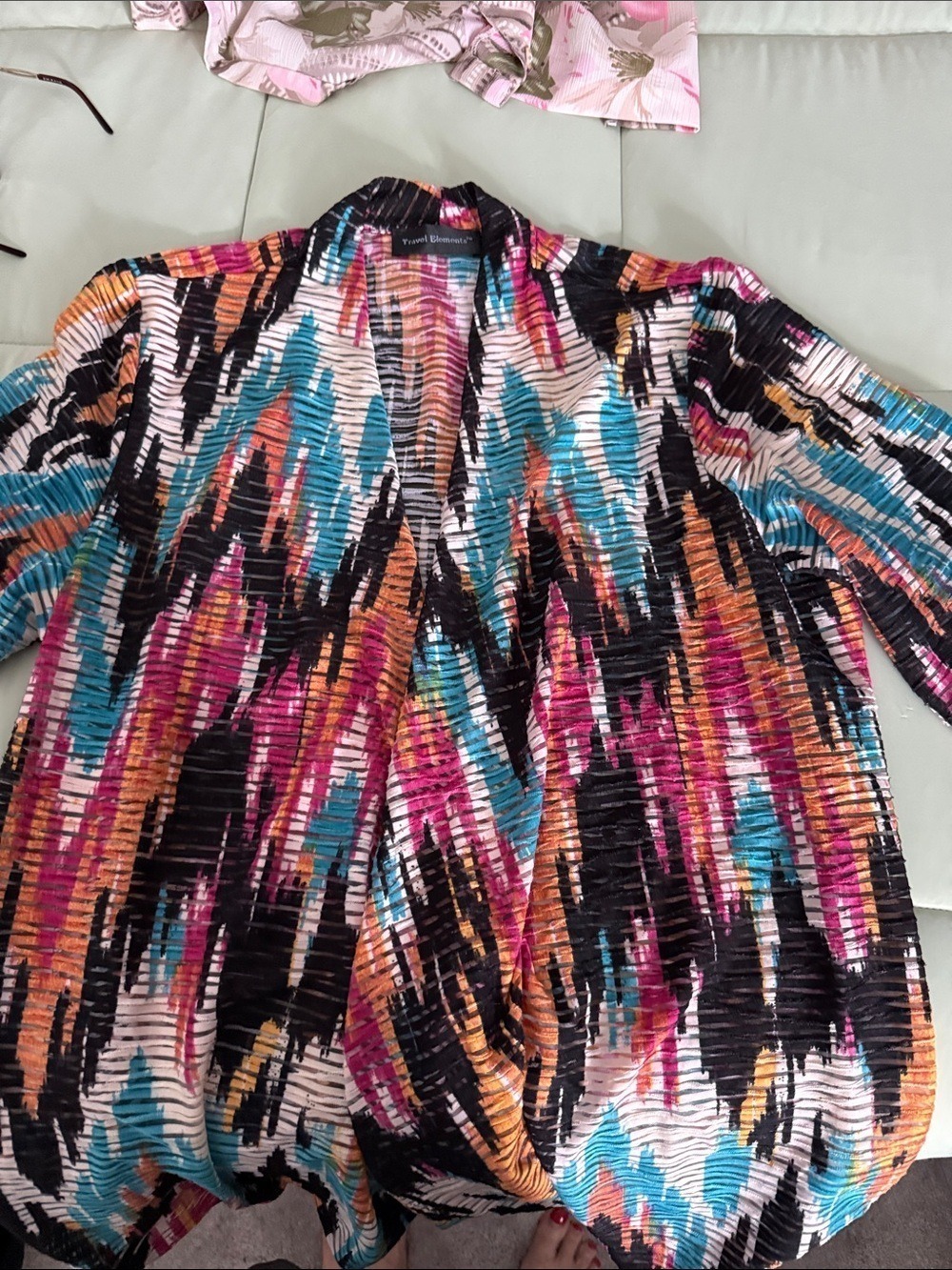 Vivid Multicolor Womens Open-Front Top by Travel Boutique